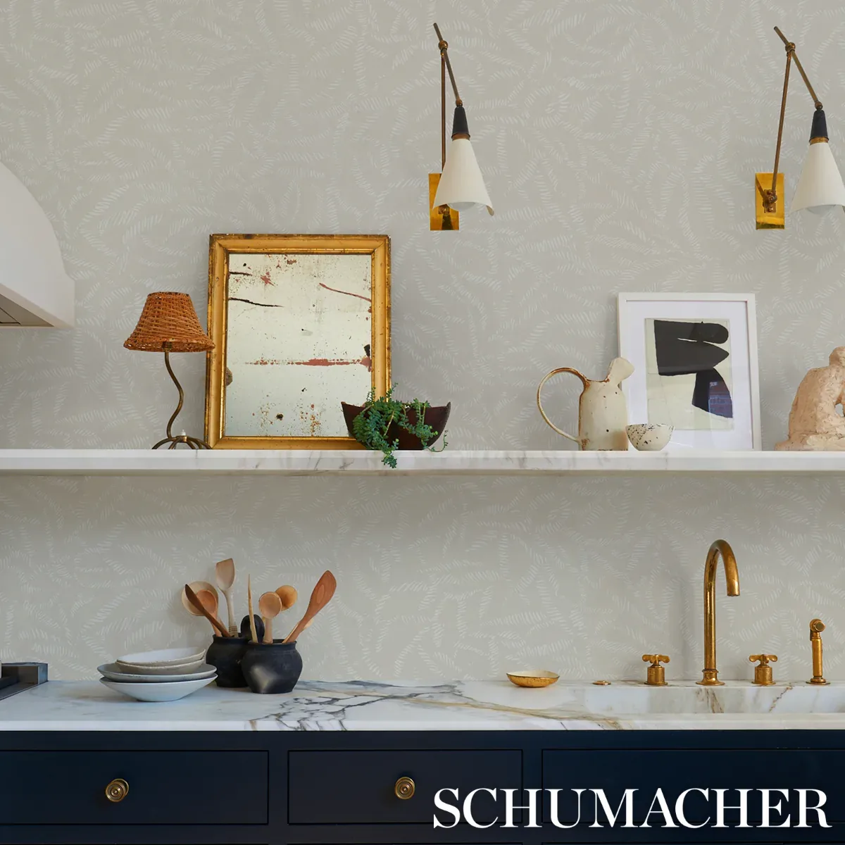 LEAF BLOOM NEUTRAL Schumacher Wallpaper wallpaper - SKU 5016392