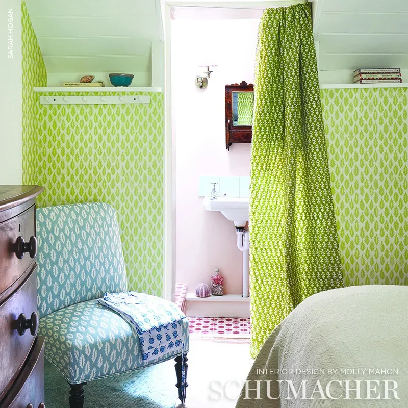 Leaf - GRASS GREEN Schumacher Wallpaper | Wallpaper Twins Leaf GRASS GREEN Schumacher Wallpaper wallpaper - SKU 5011150