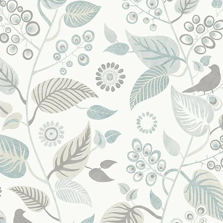 Schumacher LEAF RHAPSODY wallpaper, color SLATE, SKU 9331
