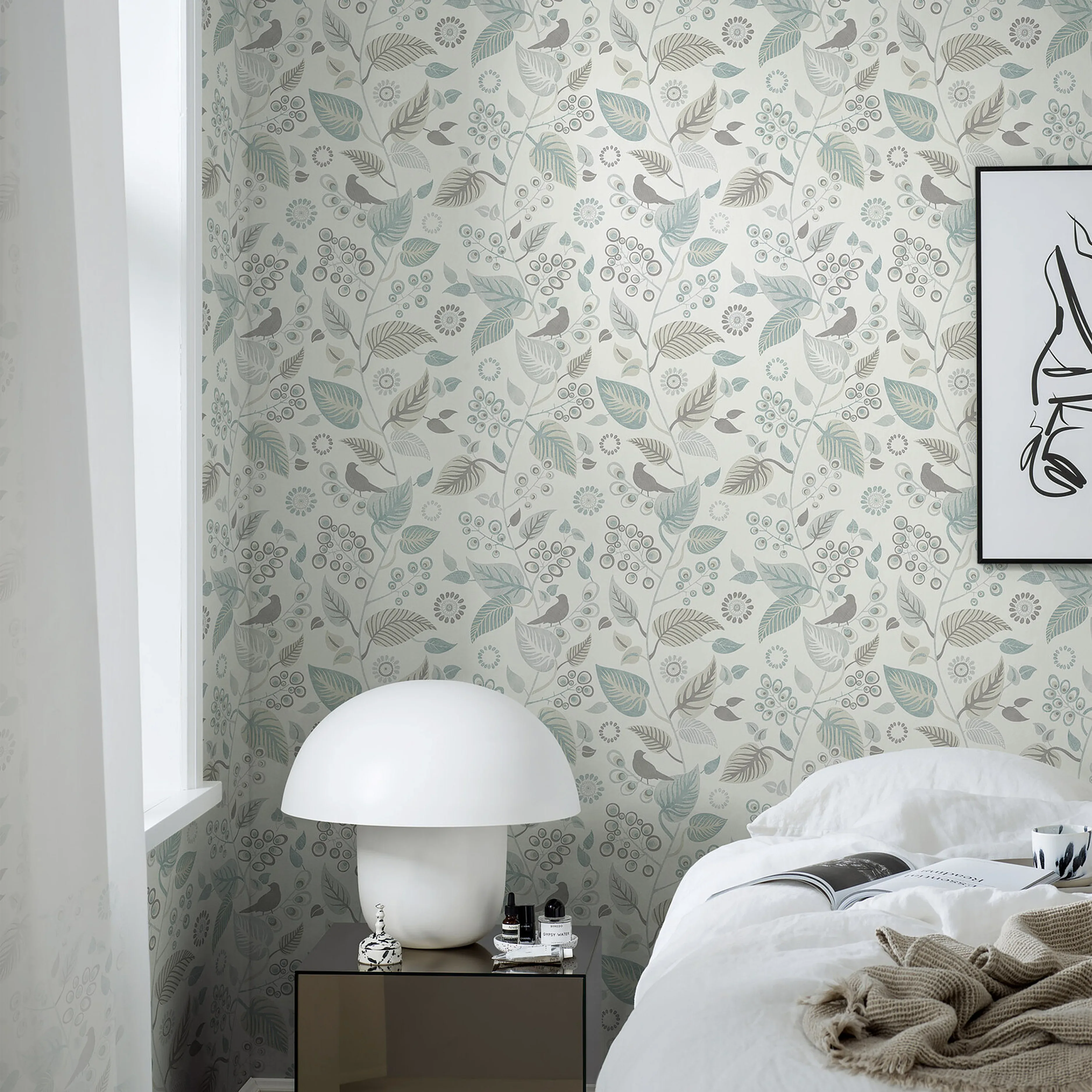 LEAF RHAPSODY - SLATE Schumacher Wallpaper | Wallpaper Twins LEAF RHAPSODY SLATE Schumacher Wallpaper wallpaper - SKU 9331