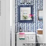 LEAF STRIPE - MARINE Schumacher Wallpaper | Wallpaper Twins LEAF STRIPE MARINE Schumacher Wallpaper wallpaper - SKU 5007512