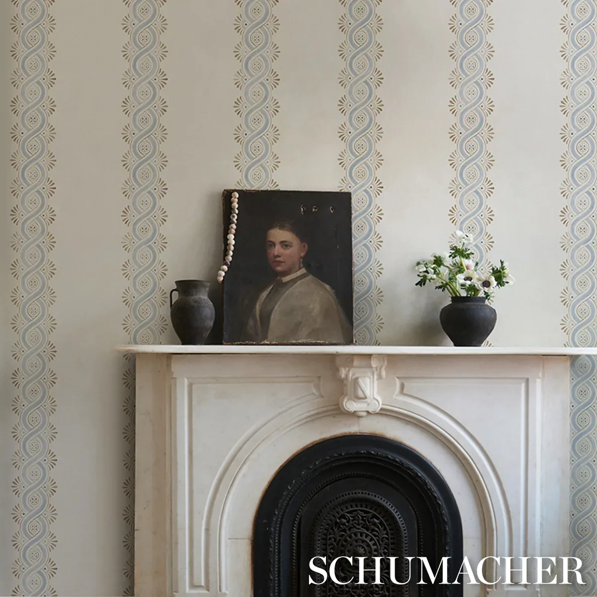 LEONIDIS STRIPE - BLUE Schumacher Wallpaper | Wallpaper Twin LEONIDIS STRIPE BLUE Schumacher Wallpaper wallpaper - SKU 5016460