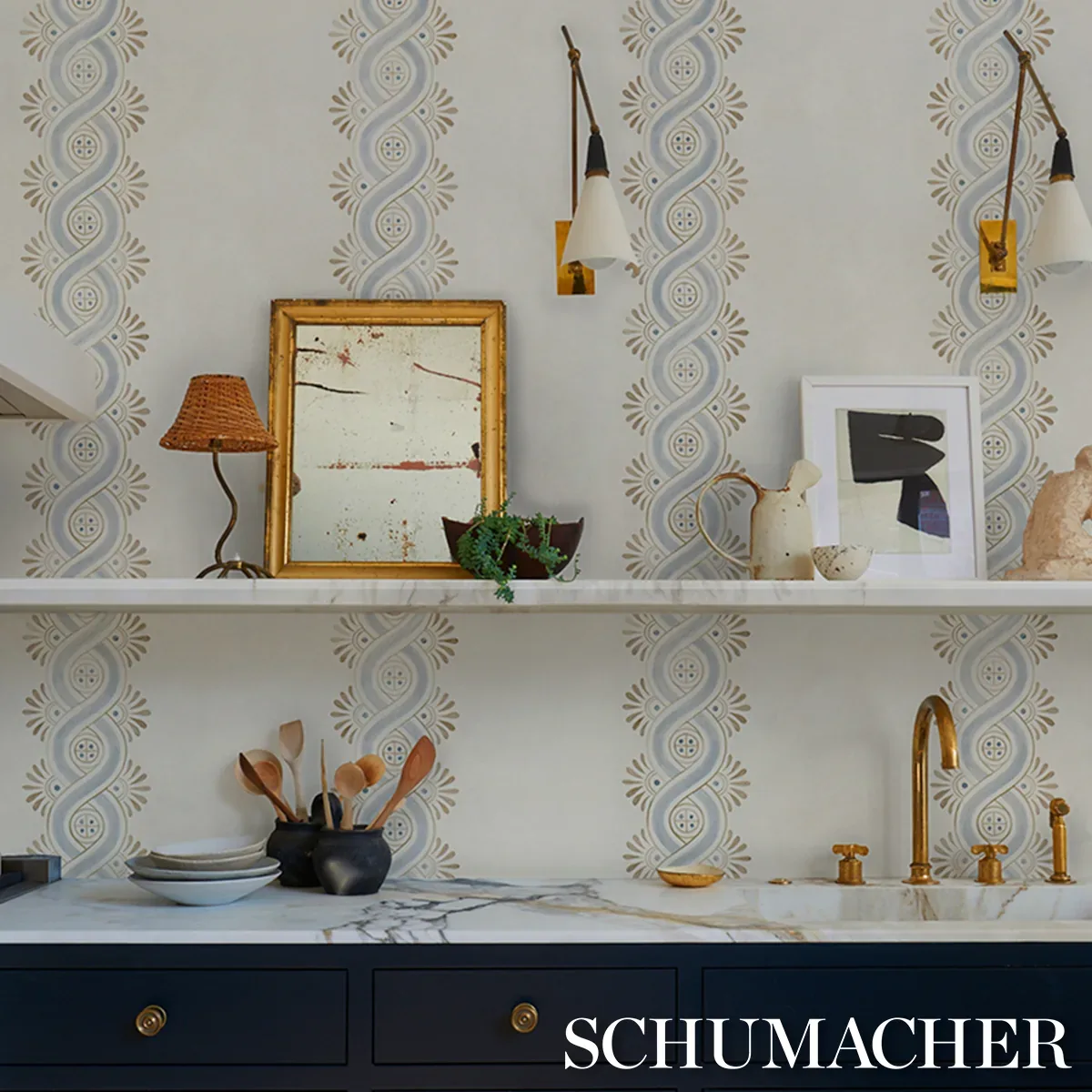 LEONIDIS STRIPE - BLUE Schumacher Wallpaper | Wallpaper Twin LEONIDIS STRIPE BLUE Schumacher Wallpaper wallpaper - SKU 5016460