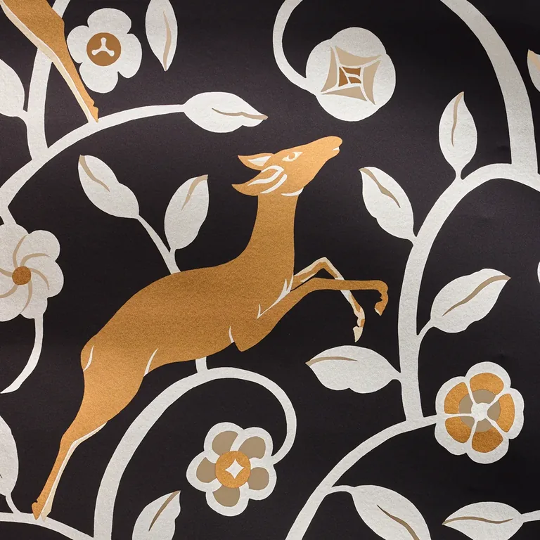 Schumacher LES GAZELLES AU BOIS VINYL wallpaper, color NOIR, SKU 5010140