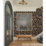 LES GAZELLES AU BOIS VINYL NOIR Schumacher Wallpaper wallpaper - SKU 5010140