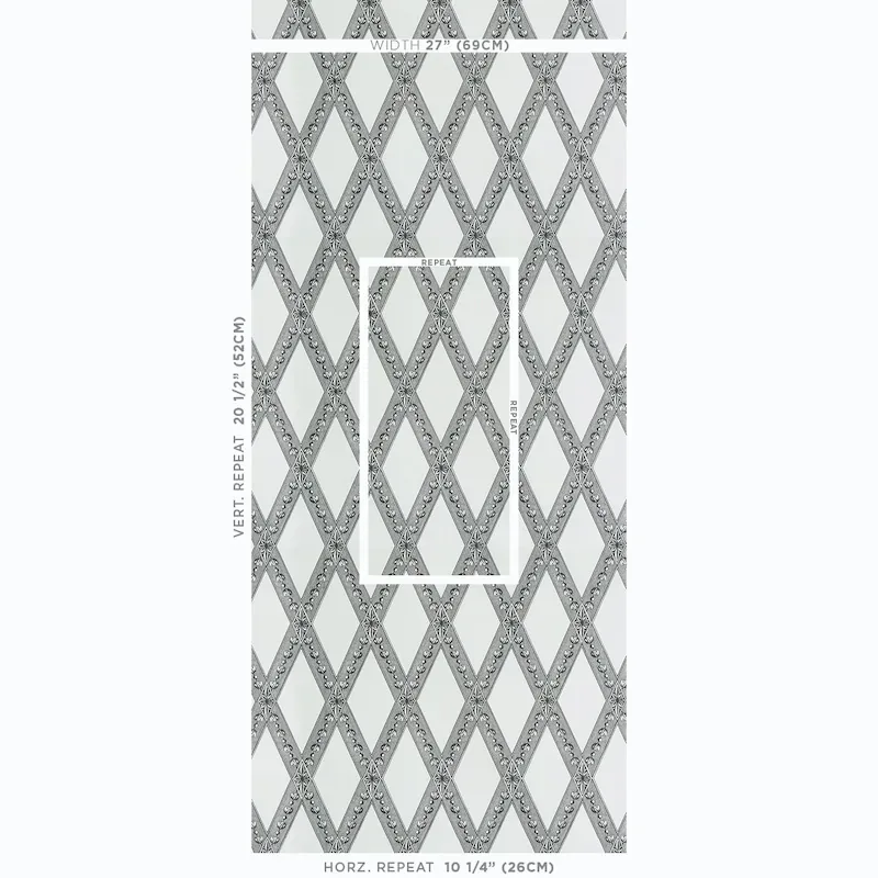LES LOSANGES TOILE CARBON Schumacher Wallpaper wallpaper - SKU 5011361