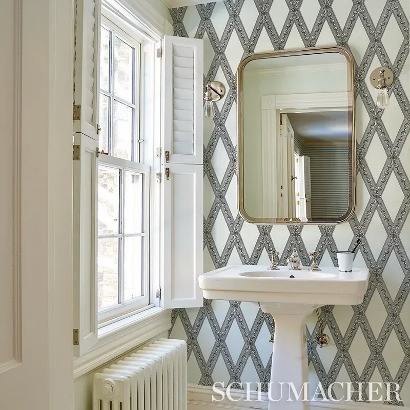 LES LOSANGES TOILE CARBON Schumacher Wallpaper wallpaper - SKU 5011361