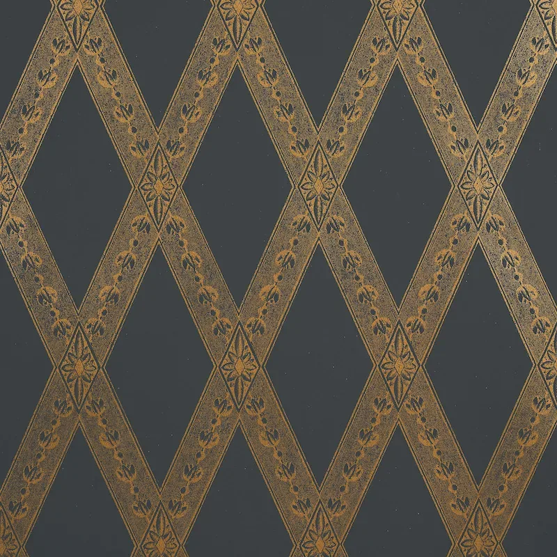 LES LOSANGES TOILE GOLD ON BLACK Schumacher Wallpaper wallpaper - SKU 5011362