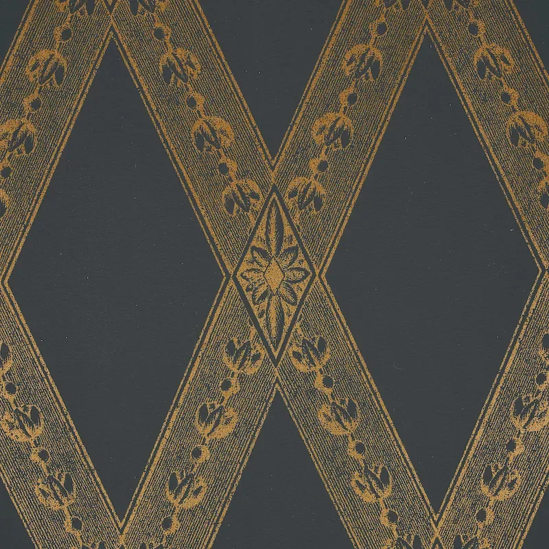 LES LOSANGES TOILE GOLD ON BLACK Schumacher Wallpaper wallpaper - SKU 5011362