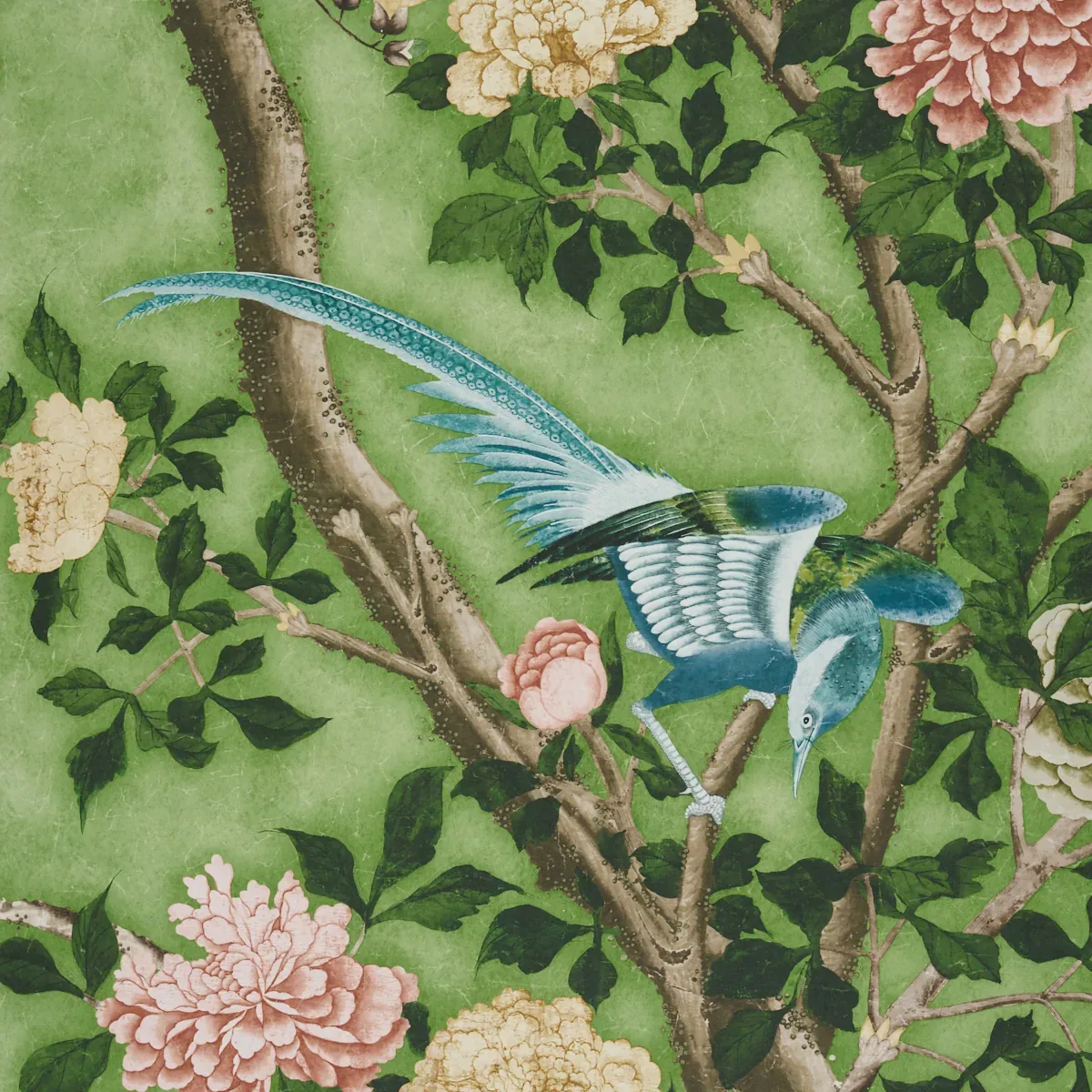 LES OISEAUX PANEL SET APPLE GREEN Schumacher Wallpaper wallpaper - SKU 5015153