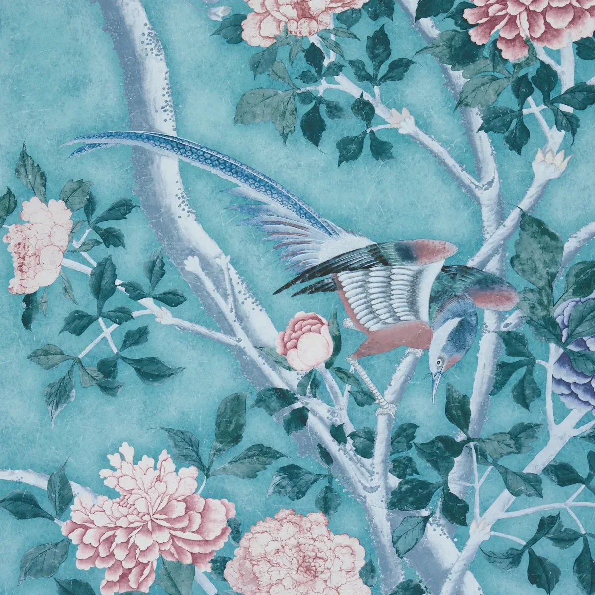 LES OISEAUX PANEL SET - BLUE TURQUOISE Schumacher Wallpaper LES OISEAUX PANEL SET BLUE TURQUOISE Schumacher Wallpaper wallpaper - SKU 5015156