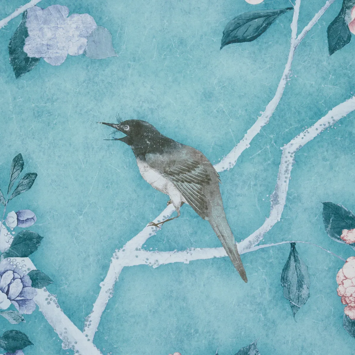 LES OISEAUX PANEL SET - BLUE TURQUOISE Schumacher Wallpaper LES OISEAUX PANEL SET BLUE TURQUOISE Schumacher Wallpaper wallpaper - SKU 5015156