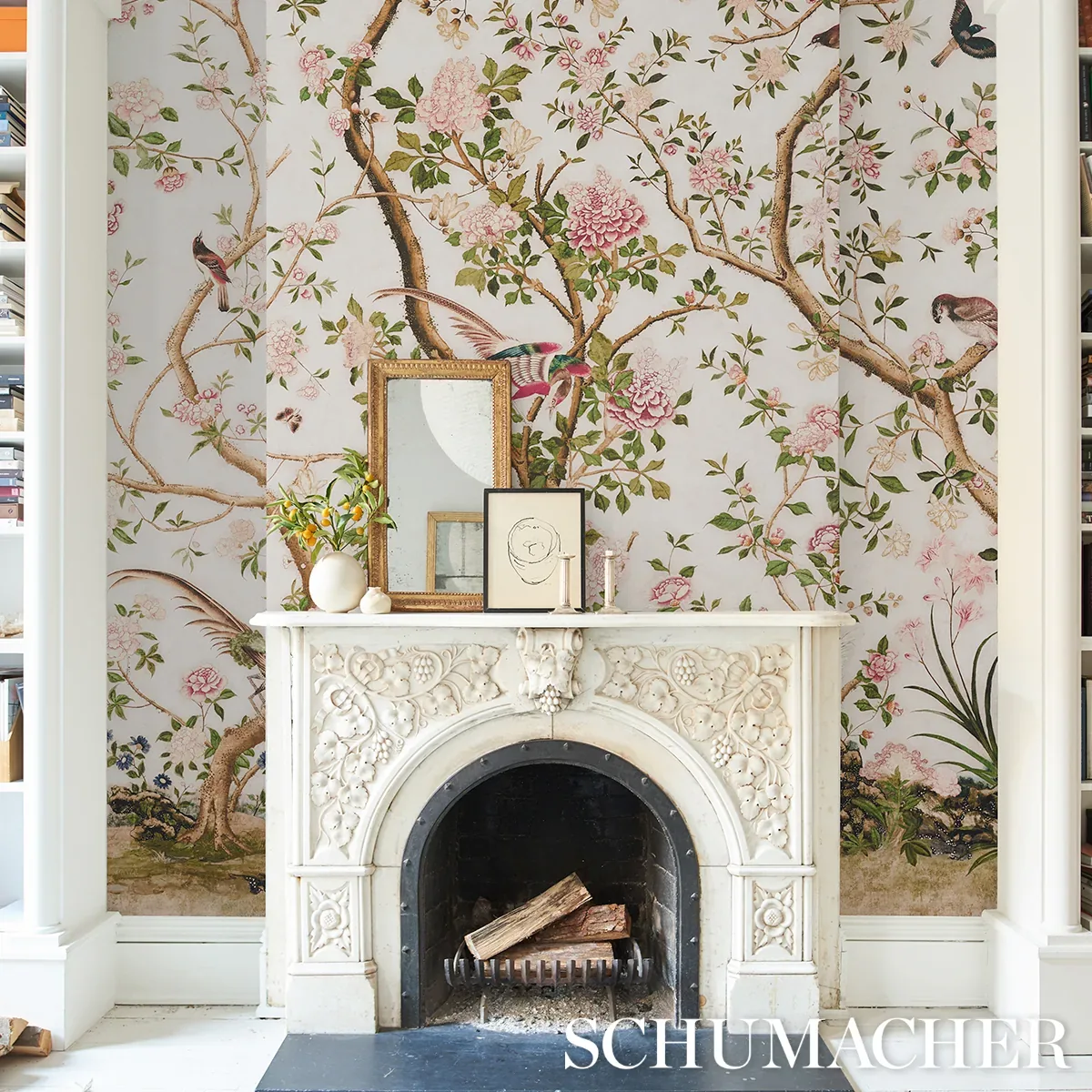 LES OISEAUX PANEL SET - IVORY Schumacher Wallpaper | Wallpap LES OISEAUX PANEL SET IVORY Schumacher Wallpaper wallpaper - SKU 5015151