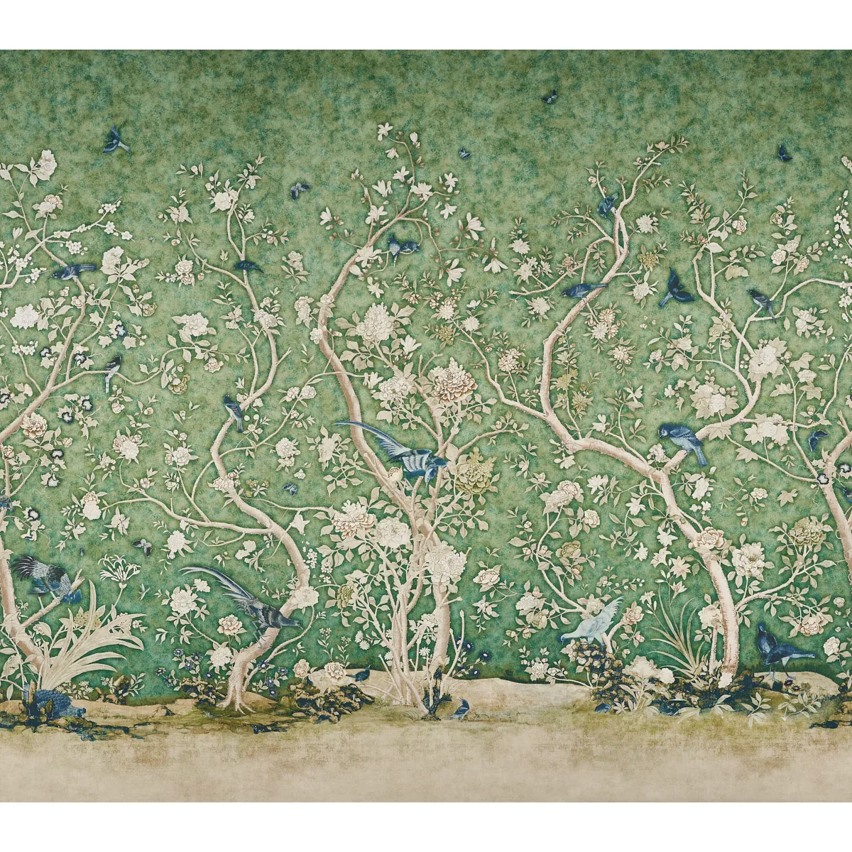 LES OISEAUX PANEL SET JADE Schumacher Wallpaper wallpaper - SKU 5015152