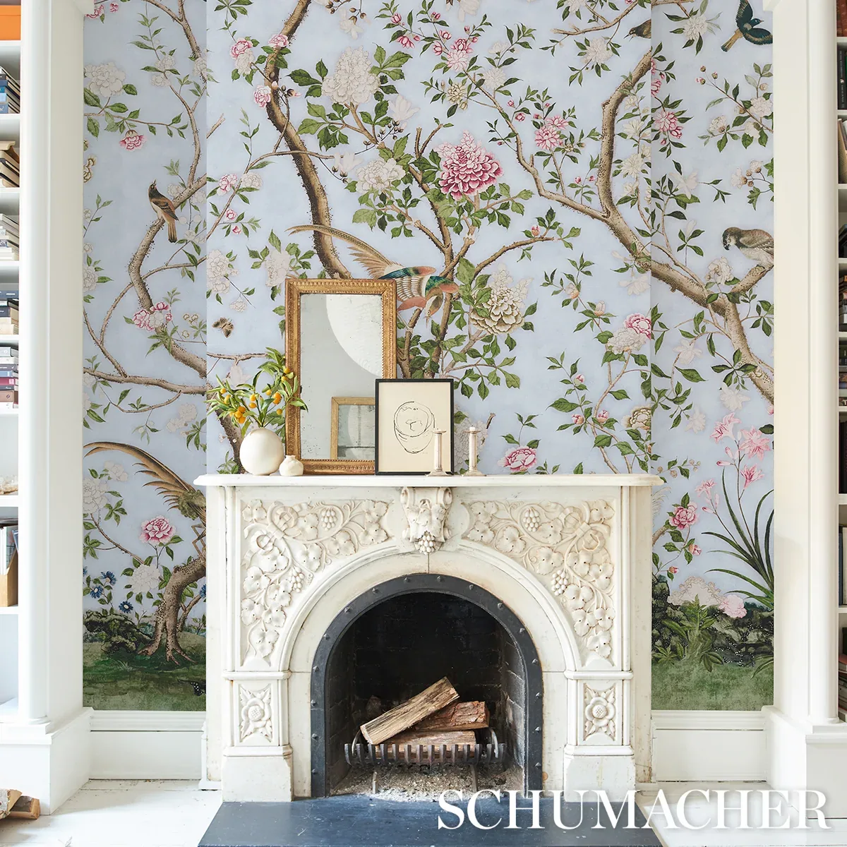 LES OISEAUX PANEL SET SKY Schumacher Wallpaper wallpaper - SKU 5015150