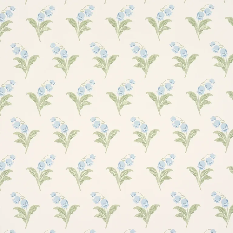Schumacher LILY OF THE VALLEY wallpaper, color BLUEBELL, SKU 5016280