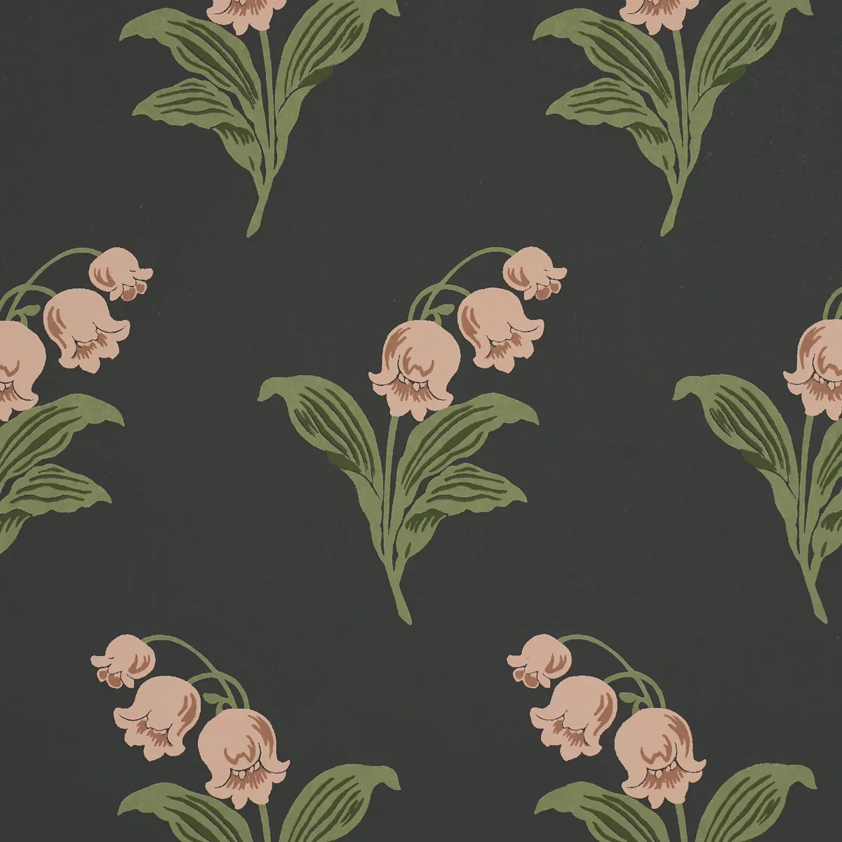 LILY OF THE VALLEY - MIDNIGHT Schumacher Wallpaper | Wallpap LILY OF THE VALLEY MIDNIGHT Schumacher Wallpaper wallpaper - SKU 5016282