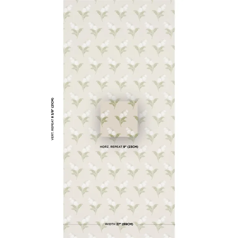 Schumacher LILY OF THE VALLEY wallpaper, color SPRING, SKU 5016281