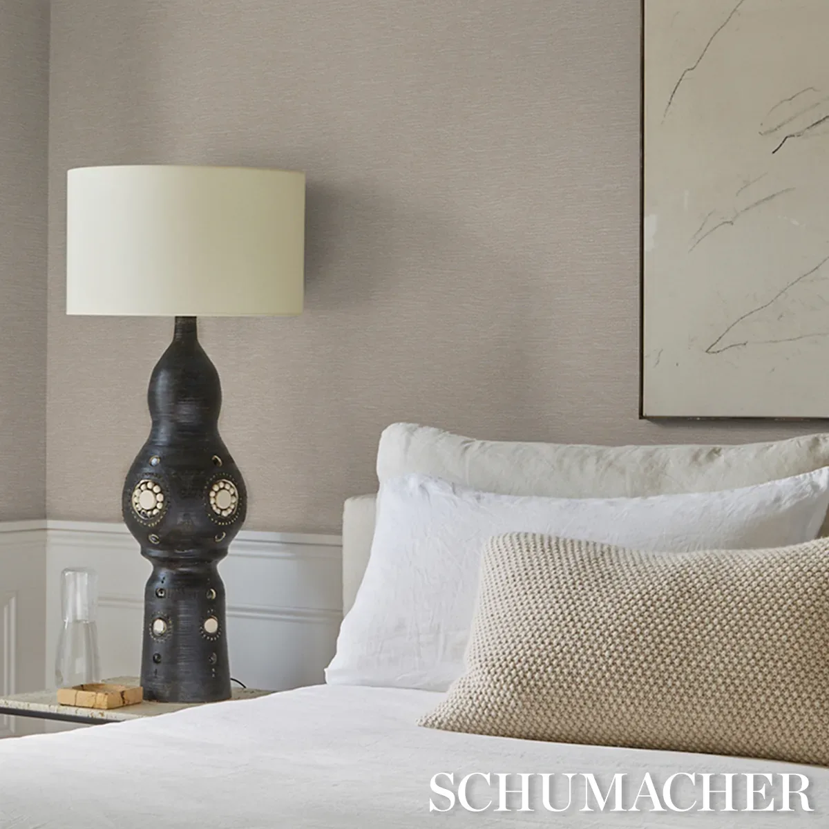 LINEN PLISSÉ WALLCOVERING ALABASTER Schumacher Wallpaper wallpaper - SKU 5015891