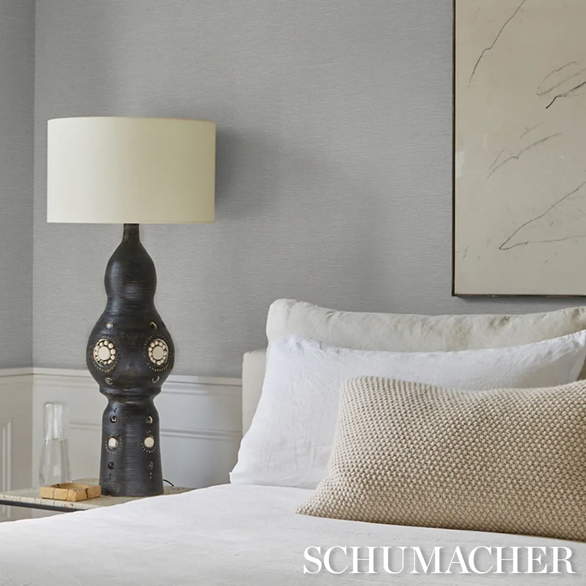 LINEN PLISSÉ WALLCOVERING MIST Schumacher Wallpaper wallpaper - SKU 5015893
