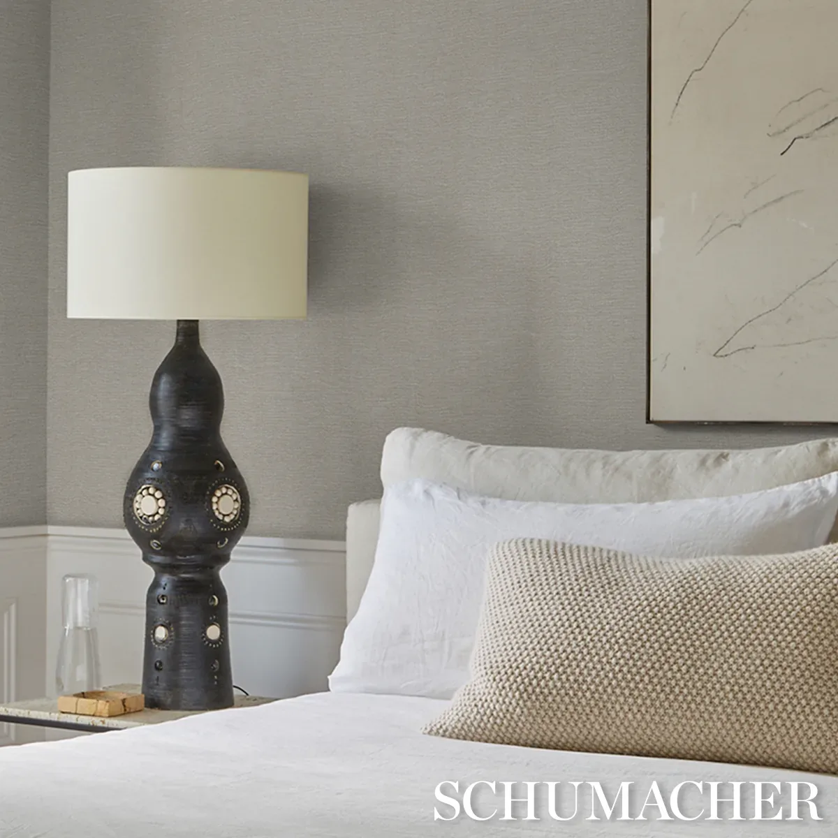 LINEN PLISSÉ WALLCOVERING NATURAL Schumacher Wallpaper wallpaper - SKU 5015894