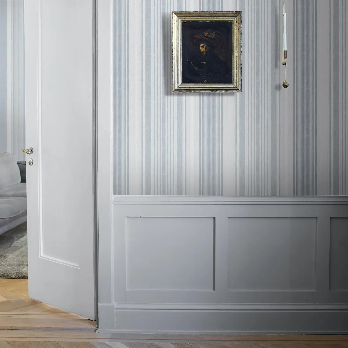 LINEN STRIPE BLUE Schumacher Wallpaper wallpaper - SKU 6860
