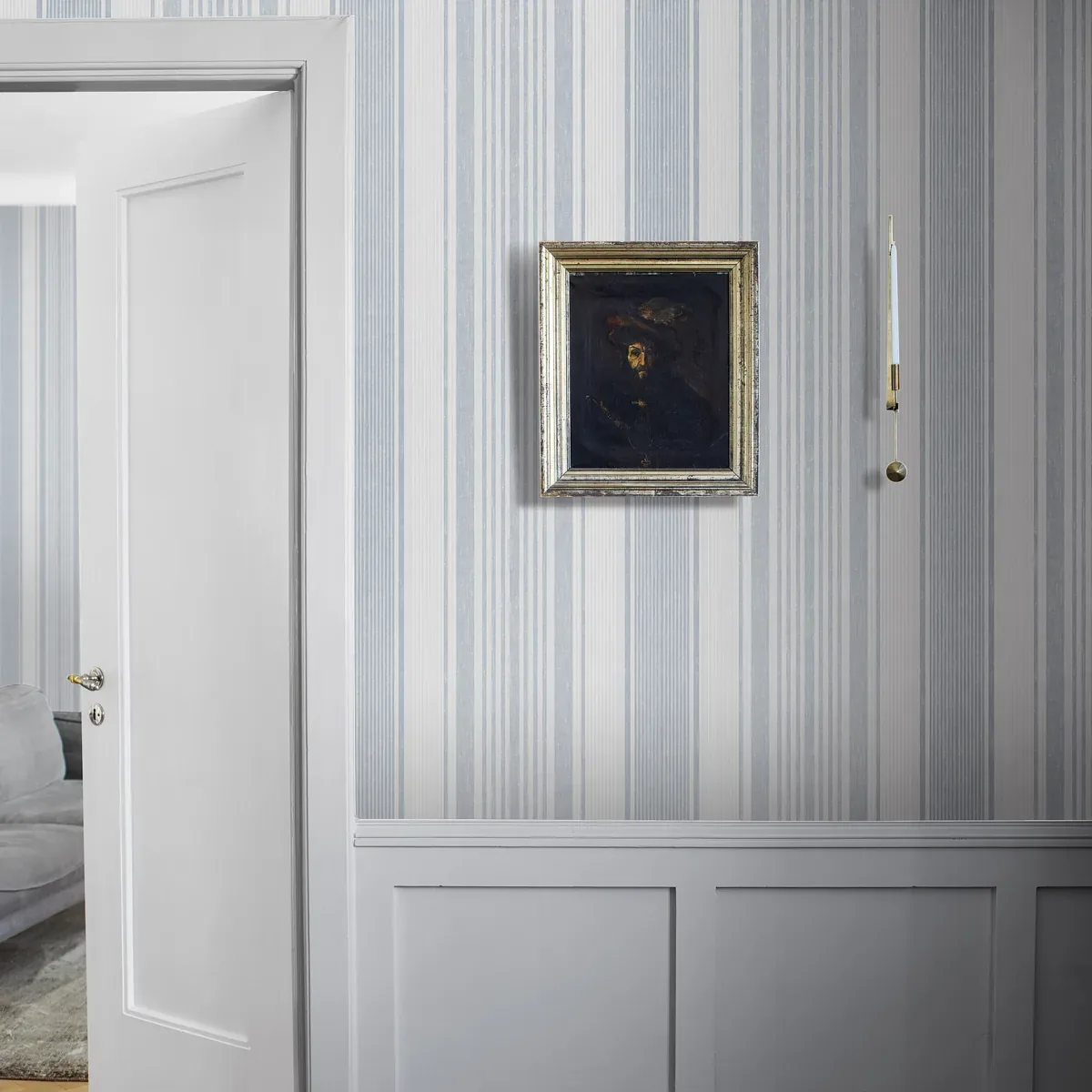 LINEN STRIPE BLUE Schumacher Wallpaper wallpaper - SKU 6860