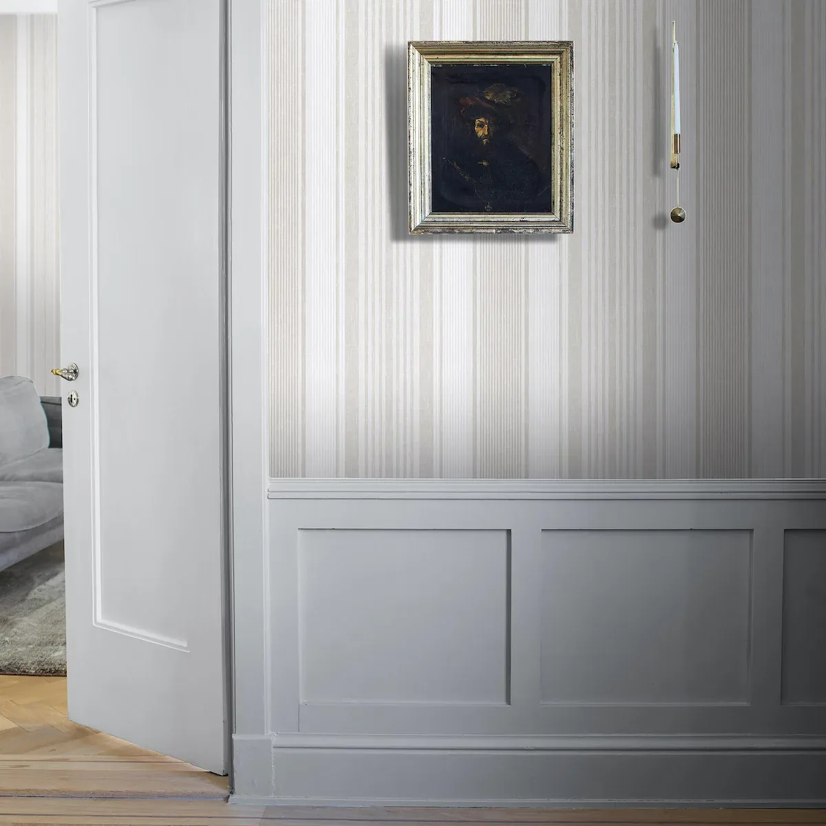 LINEN STRIPE NATURAL Schumacher Wallpaper wallpaper - SKU 6861