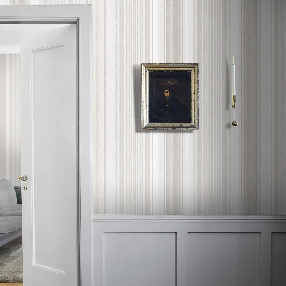 LINEN STRIPE NATURAL Schumacher Wallpaper wallpaper - SKU 6861