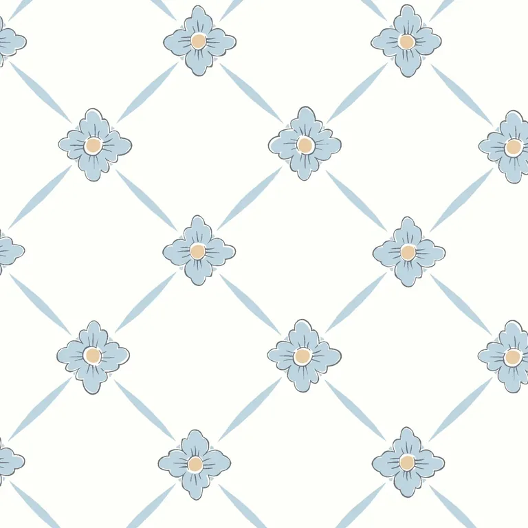 Schumacher LINNÉ wallpaper, color BLUE AND GOLD, SKU 4506
