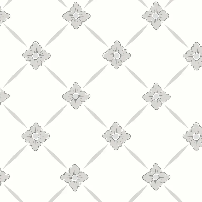 Schumacher LINNÉ wallpaper, color GREY AND SILVER, SKU 4505