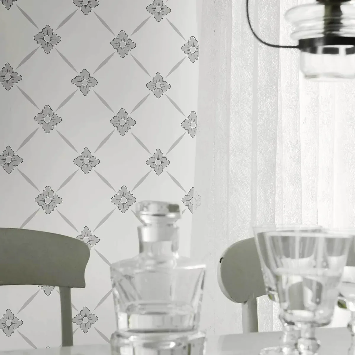 LINNÉ - GREY AND SILVER Schumacher Wallpaper | Wallpaper Twi LINNÉ GREY AND SILVER Schumacher Wallpaper wallpaper - SKU 4505