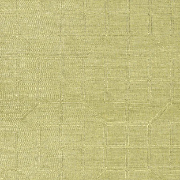 Schumacher LINYI EMBROIDERED FRET SISAL wallpaper, color CELERY, SKU 5003551