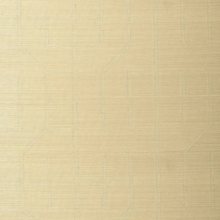 Schumacher LINYI EMBROIDERED FRET SISAL wallpaper, color CREAM, SKU 5003550