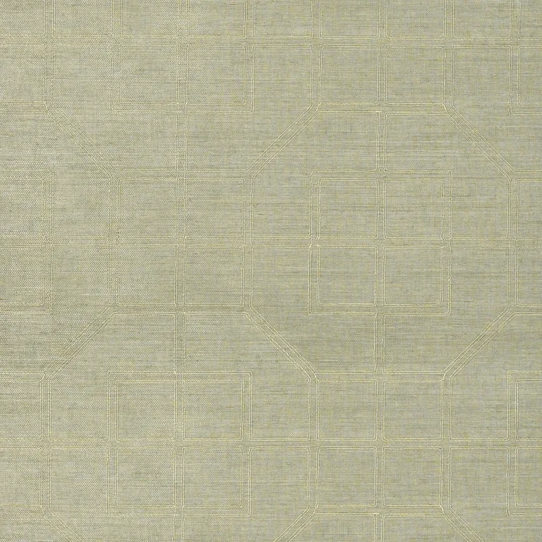Schumacher LINYI EMBROIDERED FRET SISAL wallpaper, color MIST, SKU 5003552