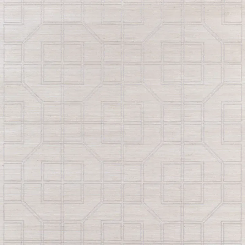 LINYI EMBROIDERED FRET SISAL - NATURAL SHIMMER Schumacher Wa LINYI EMBROIDERED FRET SISAL NATURAL SHIMMER Schumacher Wallpaper wallpaper - SKU 5003555