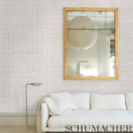 LINYI EMBROIDERED FRET SISAL - NATURAL SHIMMER Schumacher Wa LINYI EMBROIDERED FRET SISAL NATURAL SHIMMER Schumacher Wallpaper wallpaper - SKU 5003555