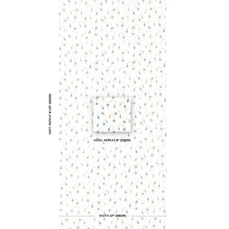 Schumacher LOLLY FLORAL wallpaper, color BLUES, SKU 5015750