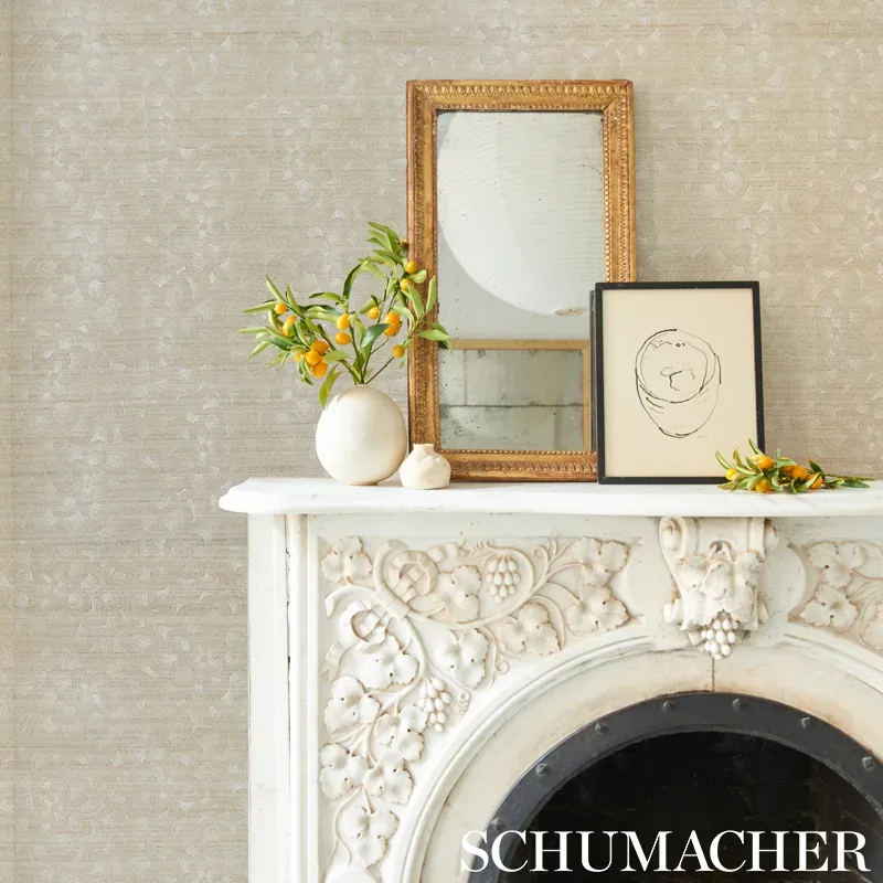 LOTUS EMBROIDERY SISAL IVORY Schumacher Wallpaper wallpaper - SKU 5011210