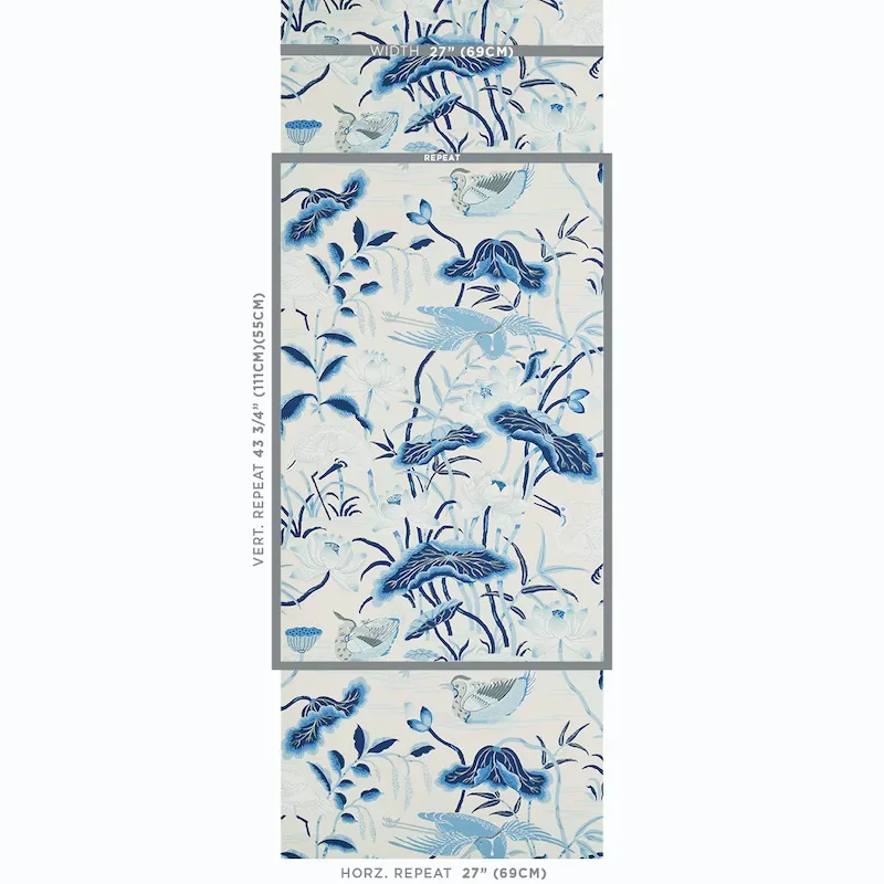 Lotus Garden - PORCELAIN Schumacher Wallpaper | Wallpaper Tw Lotus Garden PORCELAIN Schumacher Wallpaper wallpaper - SKU 5008435