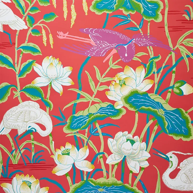 Lotus Garden RED Schumacher Wallpaper wallpaper - SKU 5008434