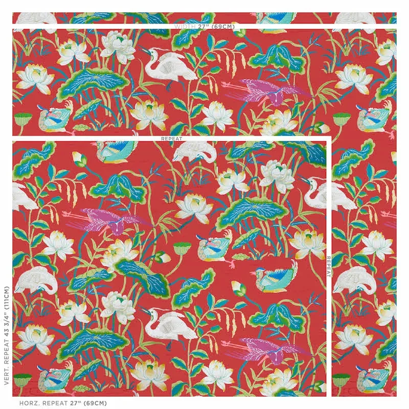 Lotus Garden RED Schumacher Wallpaper wallpaper - SKU 5008434
