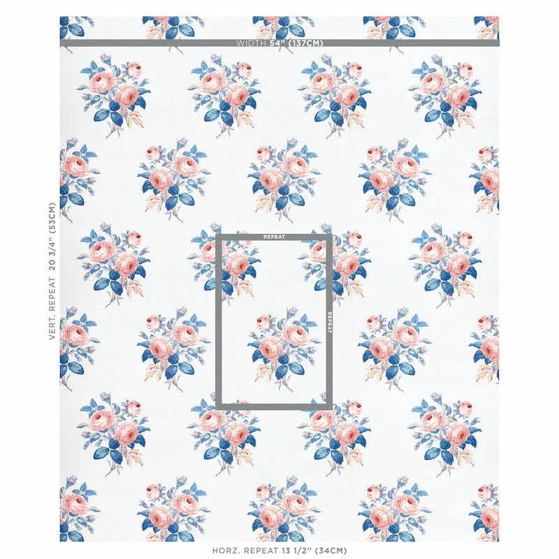 LOUDON ROSE ROSE & BLUE Schumacher Wallpaper wallpaper - SKU 5012032