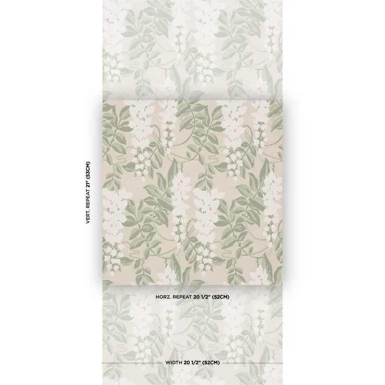Schumacher LUCIA WISTERIA wallpaper, color SAGE, SKU 5017530