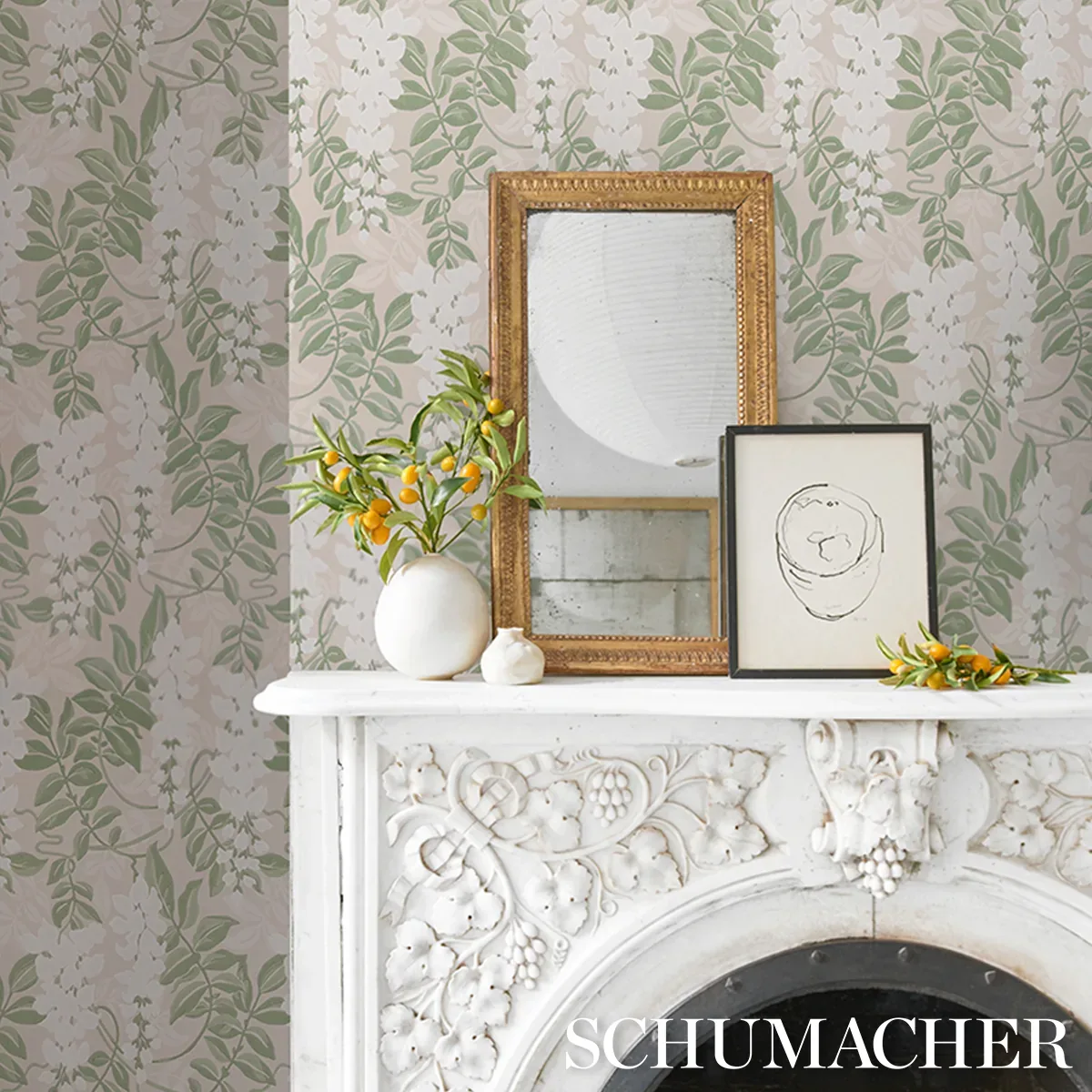 LUCIA WISTERIA SAGE Schumacher Wallpaper wallpaper - SKU 5017530