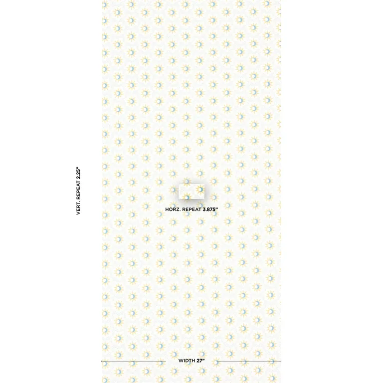 Schumacher LUCIE wallpaper, color YELLOW & SKY, SKU 5015760