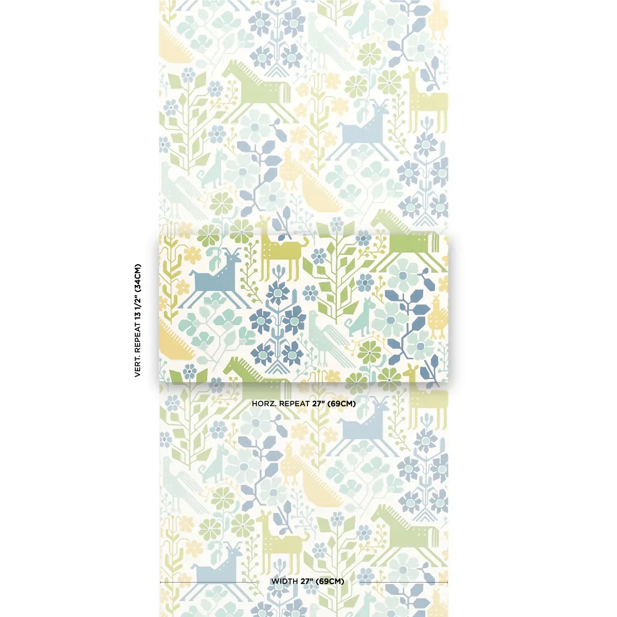 LUPITA BLUES AND GREENS Schumacher Wallpaper wallpaper - SKU 5013761