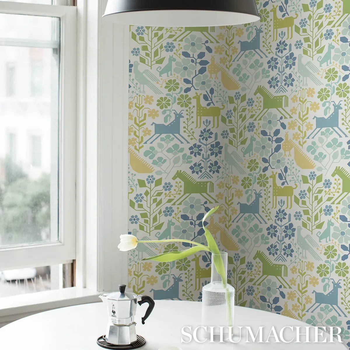 LUPITA BLUES AND GREENS Schumacher Wallpaper wallpaper - SKU 5013761