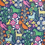 LUPITA - MULTI ON NAVY Schumacher Wallpaper | Wallpaper Twin LUPITA MULTI ON NAVY Schumacher Wallpaper wallpaper - SKU 5013760