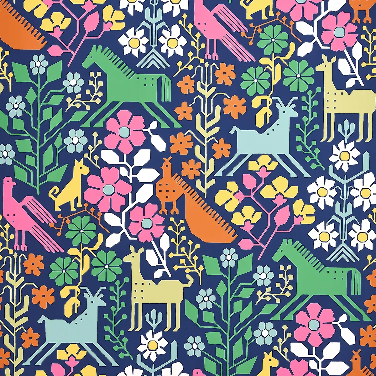 LUPITA MULTI ON NAVY Schumacher Wallpaper wallpaper - SKU 5013760